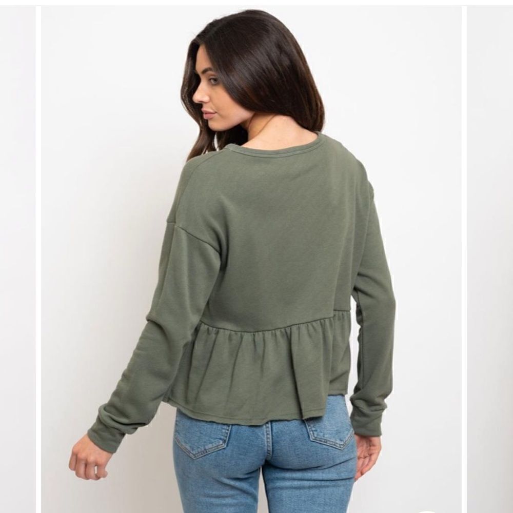 Olive Ruffle Sweatshirt - Picture 3 of 6